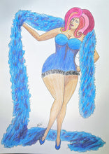Load image into Gallery viewer, Burlesque Greeting Card Blue Boa
